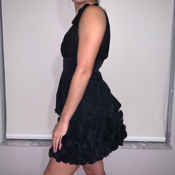 BCBG Maxazria One-Shoulder Black Taffeta Dress - Picture 2 of 7